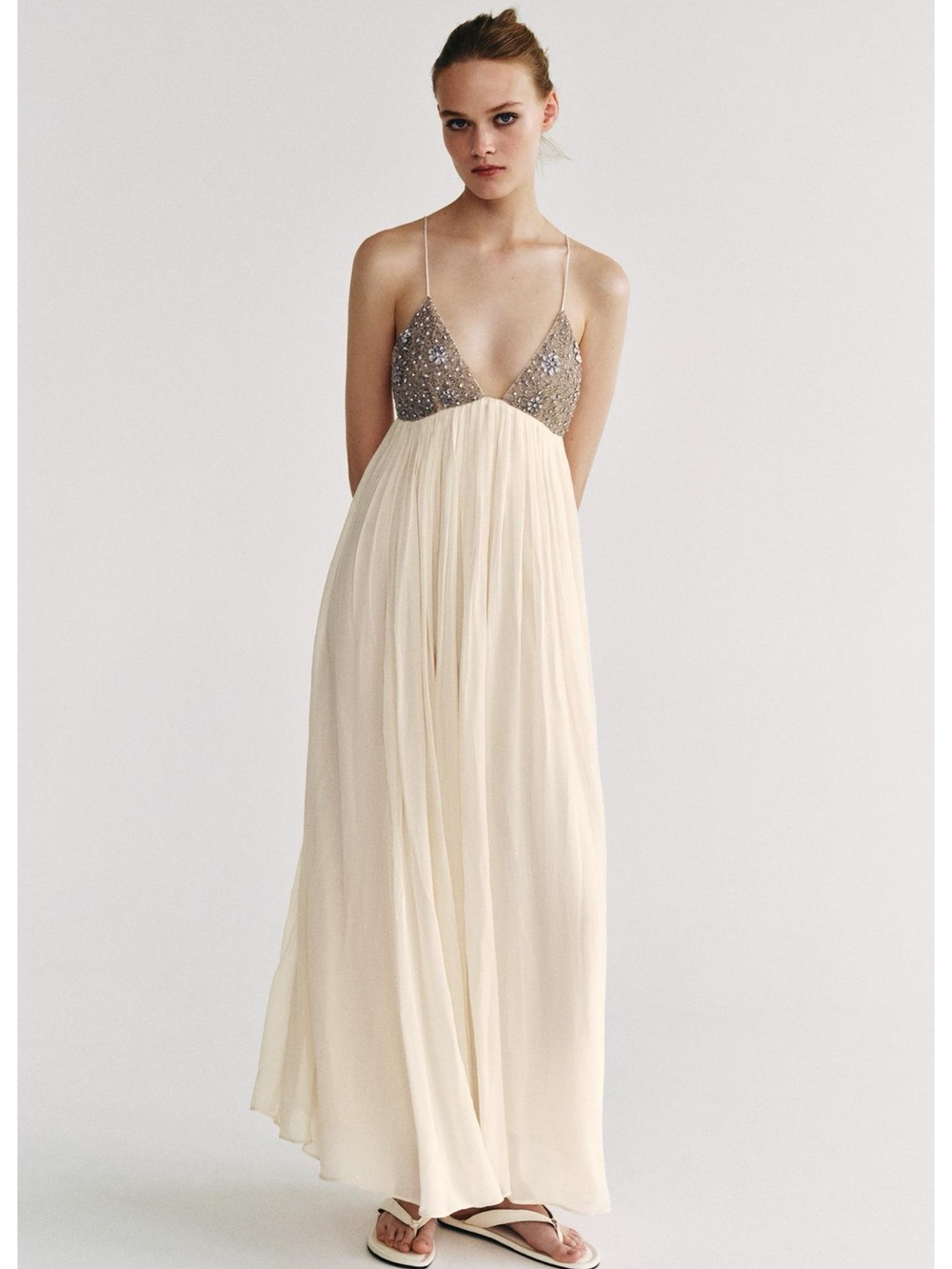 Zara ZW COLLECTION BEADED MIDI DRESS